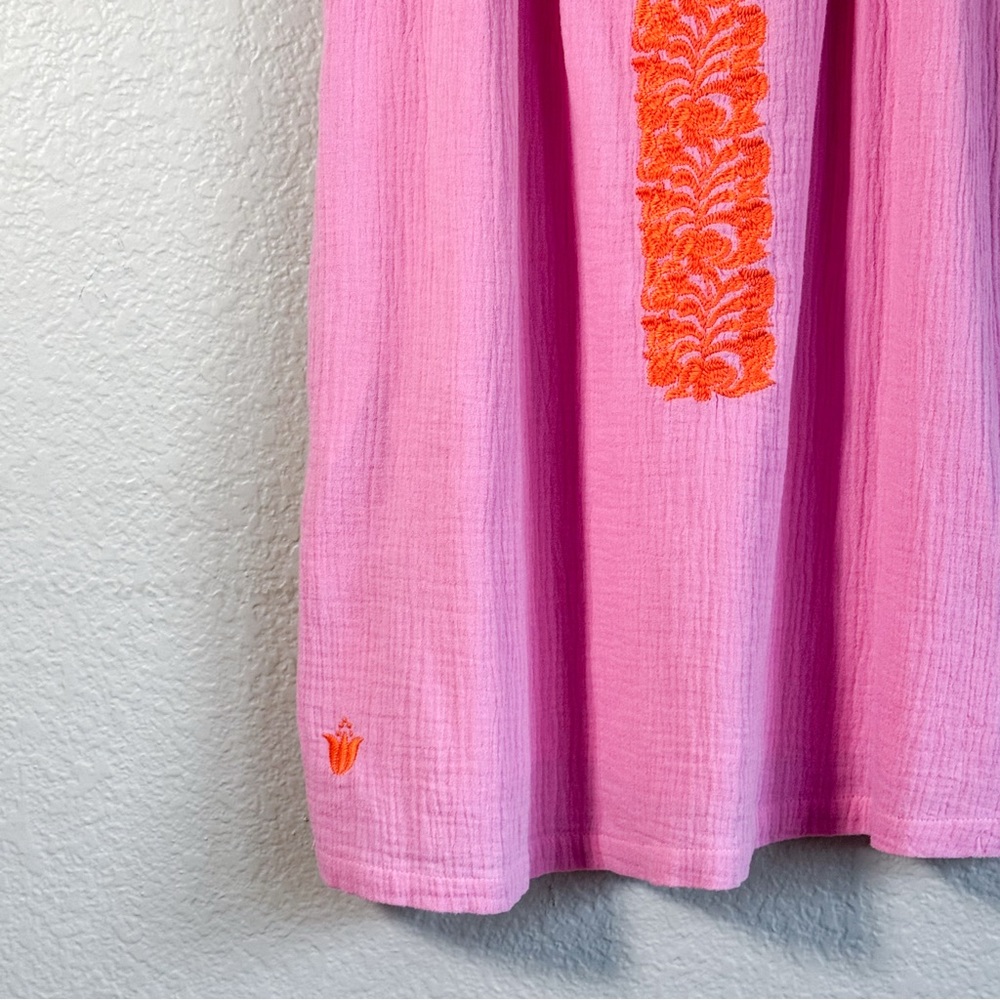 J. Marie The Rae Dress Pink Orange Embroidered Cotton Mini Women’s Size M - Picture 4 of 8